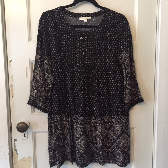 Black Floral Abstract Tunic/Dress - Picture 4 of 6